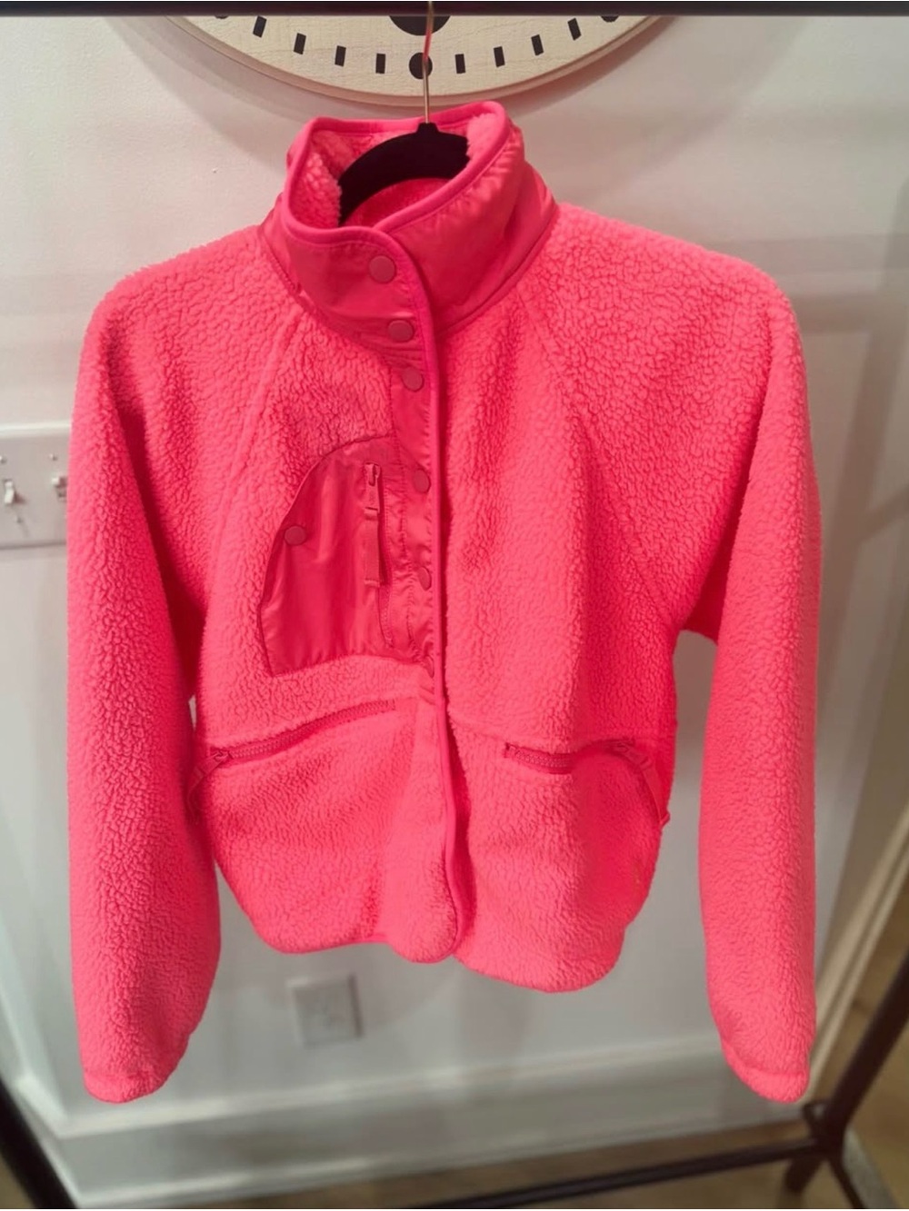 Free People Bright Pink Teddy Jacket